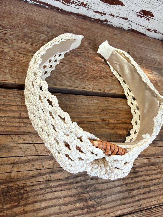 NWOT Anthropologie Crochet Jute  Embellished Headband - Picture 4 of 5